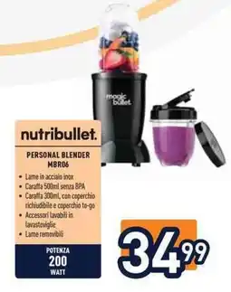 Unieuro nutribullet. Personal blender MBR06 offerta