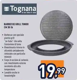 Unieuro Tognana barbecue grill tondo CM 30-36 offerta