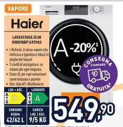 Unieuro Haier LAVASCIUGA SLIM HWD90BP14929AS offerta