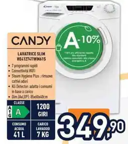 Unieuro CANDY LAVATRICE SLIM HE41274TWM61S offerta