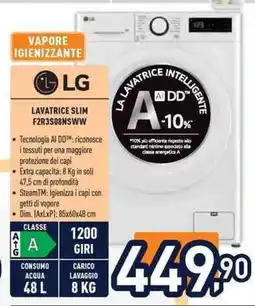 Unieuro LG LAVATRICE SLIM F2R3S08NSWW offerta