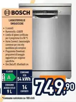 Unieuro BOSCH LAVASTOVIGLIE SMS4EC128E offerta