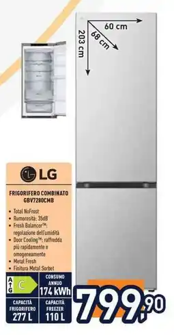 Unieuro LG Frigorifero combinato GBV7280CMB offerta