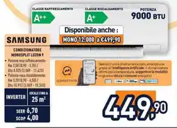 Unieuro Samsung condizionatore monosplit luzon 9 offerta