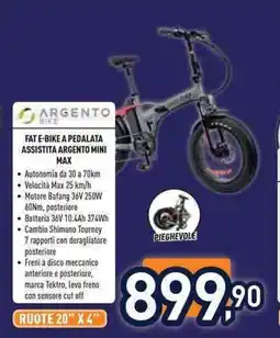 Unieuro Argento bike fat e-bike a pedalata assistita argento mini max offerta