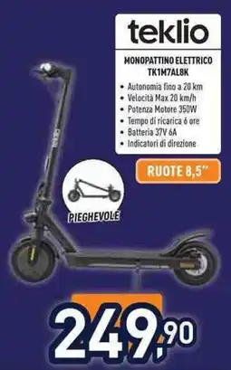 Unieuro Teklio monopattino elettrico TK1M7AL8K offerta