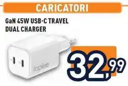 Unieuro ioplee CARICATORI GaN 45W USB-C TRAVEL DUAL CHARGER offerta