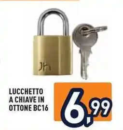 Unieuro Lucchetto a chiave in ottone BC16 offerta