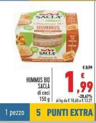 Conad Sacla Hummus Bio 150g offerta