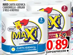 Il Genio Supermercato Maxi carta igienica camomilla - argan 3 veli 4 rotoli offerta