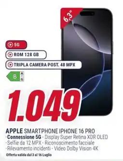 Trony Apple smartphone iphone 16 pro offerta