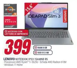 Trony LENOVO NOTEBOOK IPS3 15AMN8 R5 offerta