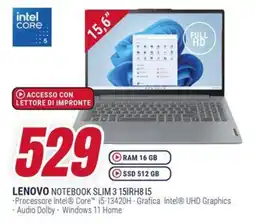 Trony LENOVO NOTEBOOK SLIM 3 15IRH8 I5 offerta