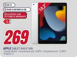Trony Apple tablet ipad 9° gen offerta