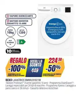 Trony BEKO LAVATRICE BMWU31021W offerta