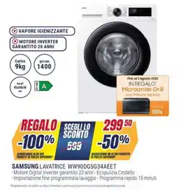 Trony SAMSUNG LAVATRICE WW90DG5G34AEET offerta