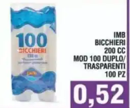 Bitar Imb bicchieri 200 cc mod 100 duplo/ trasparenti 100 pz offerta