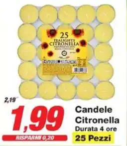 Prix Quality Candele Citronella Durata 4 ore 25 Pezzi offerta