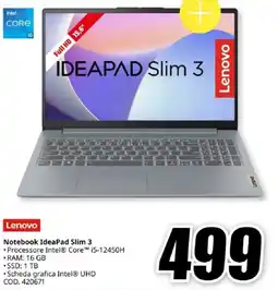 MediaWorld Lenovo Notebook IdeaPad Slim 3 offerta