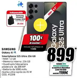 MediaWorld SAMSUNG Smartphone S25 Ultra 256 GB offerta