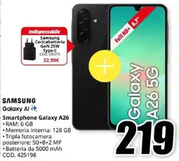 MediaWorld SAMSUNG Smartphone Galaxy A26 offerta