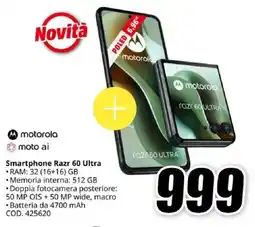 MediaWorld motorola Smartphone Razr 60 Ultra offerta
