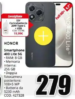 MediaWorld HONOR Smartphone 400 Lite 5G offerta