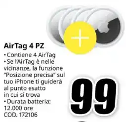 MediaWorld Apple AirTag 4 PZ offerta