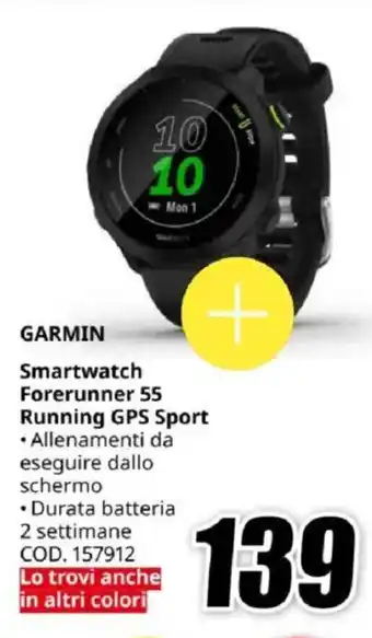 MediaWorld GARMIN Smartwatch Forerunner 55 Running GPS Sport offerta