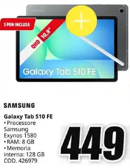 MediaWorld SAMSUNG Galaxy Tab S10 FE offerta