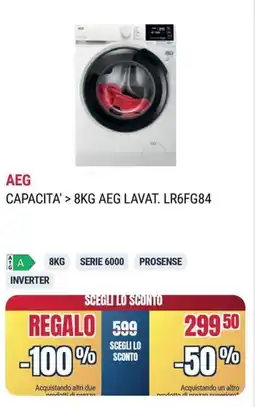Trony AEG CAPACITA' 8KG AEG LAVAT. LR6FG84 offerta