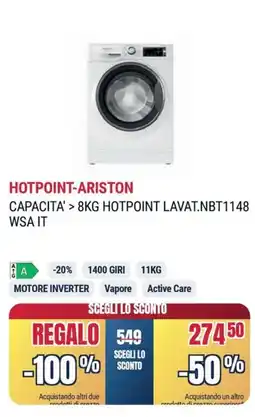 Trony HOTPOINT-ARISTON CAPACITA' 8KG HOTPOINT LAVAT.NBT1148 WSA IT offerta