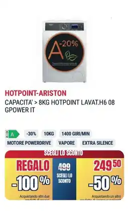 Trony HOTPOINT-ARISTON CAPACITA' 8KG HOTPOINT LAVAT.H6 08 GPOWER IT offerta