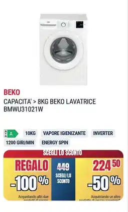 Trony BEKO CAPACITA' 8KG BEKO LAVATRICE BMWU31021W offerta