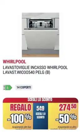 Trony WHIRLPOOL LAVASTOVIGLIE INCASSO WHIRLPOOL LAVAST.WI030540 PELG (B) offerta