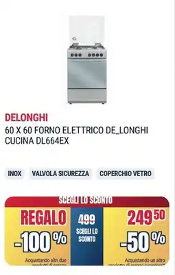 Trony DELONGHI 60 X 60 FORNO ELETTRICO DE_LONGHI CUCINA DL664EX offerta
