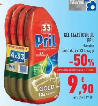 Conad Pril Gel Lavastoviglie 4 x 33 lavaggi offerta