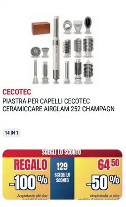 Trony CECOTEC PIASTRA PER CAPELLI CECOTEC CERAMICCARE AIRGLAM 252 CHAMPAGN offerta