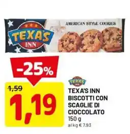 DPiù Texa's inn biscotti con scaglie di cioccolato offerta