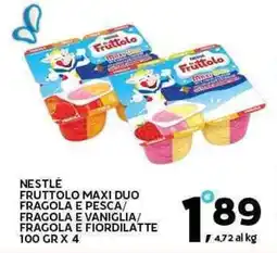 Extra Supermercati Nestlé fruttolo maxi duo fragola e pesca/ fragola e vaniglia/ fragola e fiordilatte offerta