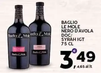 Extra Supermercati Baglio le mole nero d'avola doc/ syrah igt offerta