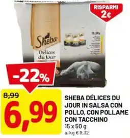 DPiù Sheba délices du jour in salsa con pollo, con pollame con tacchino offerta