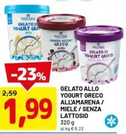 DPiù Gelato allo yogurt greco all'amarena/ miele / senza lattosio offerta