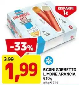 DPiù 6 coni sorbetto limone arancia offerta
