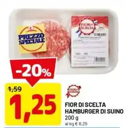 DPiù Fior di scelta hamburger di suino offerta