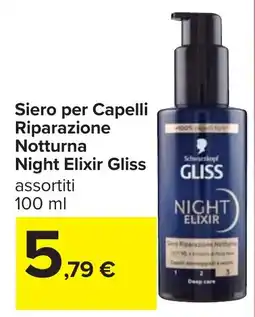 Carrefour Siero per Capelli Riparazione Notturna Night Elixir Gliss offerta
