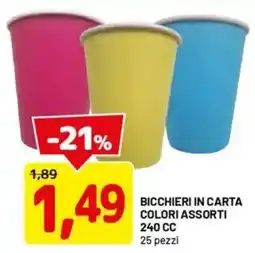 DPiù Bicchieri in carta colori assorti offerta