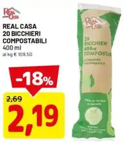 DPiù Real casa 20 bicchieri compostabili offerta