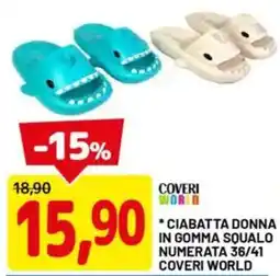 DPiù Ciabatta donna in gomma squalo numerata 36/41 coveri world offerta