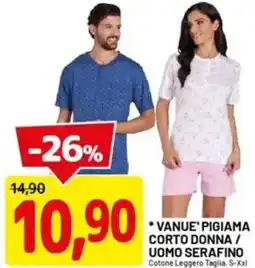 DPiù Vanue' pigiama corto donna uomo serafino offerta
